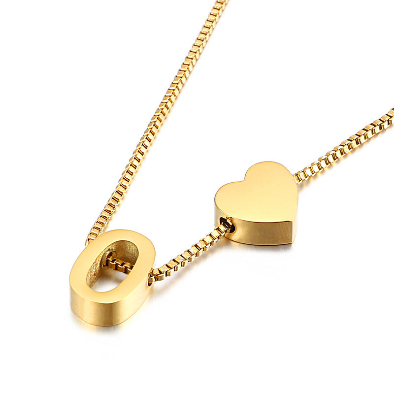 Wholesale Peach Heart 26 Letters Gold Plated Necklaces